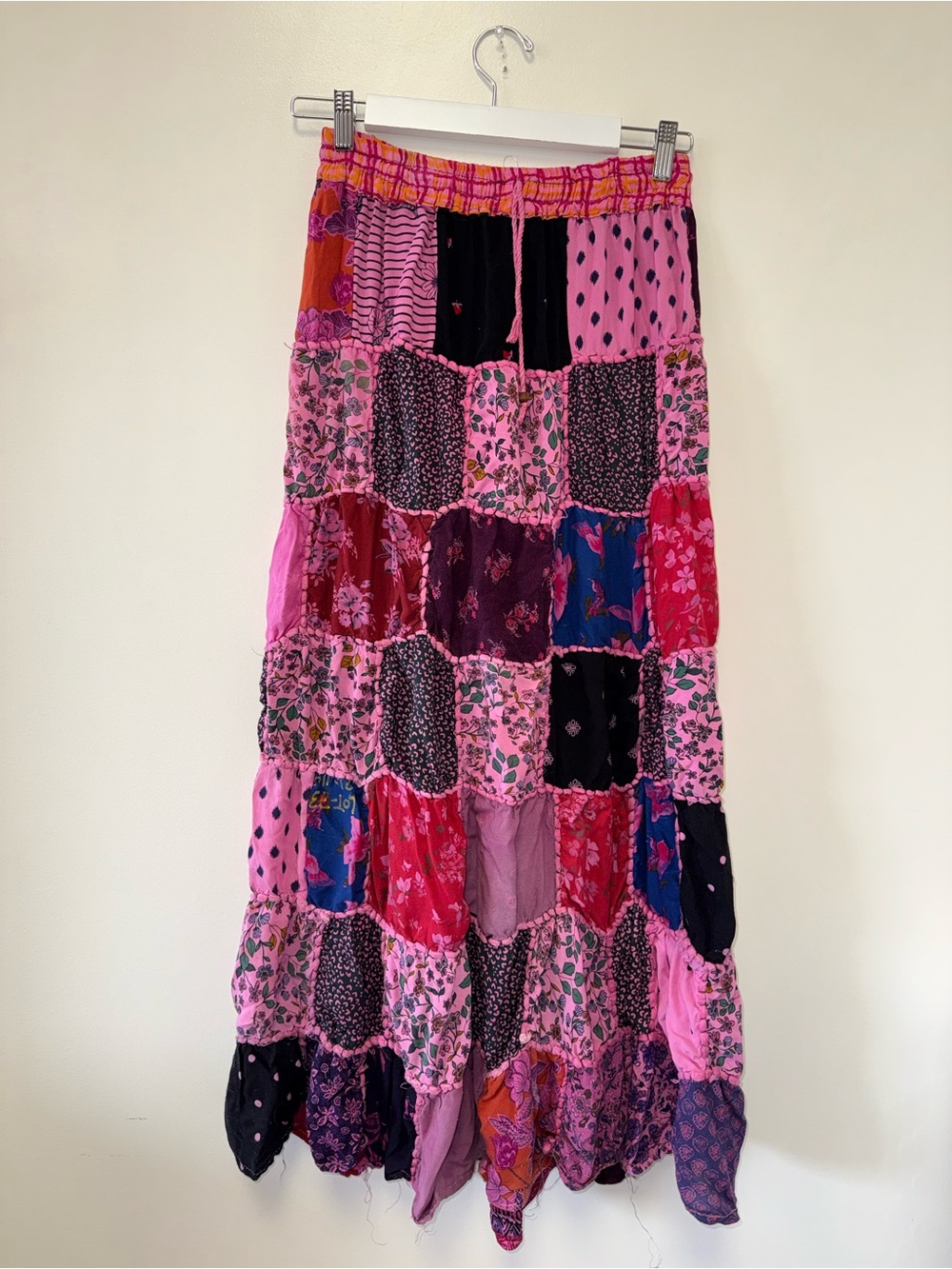 Vevez (Free Size) Boho Maxi Skirt with Floral Patchwork Pattern
